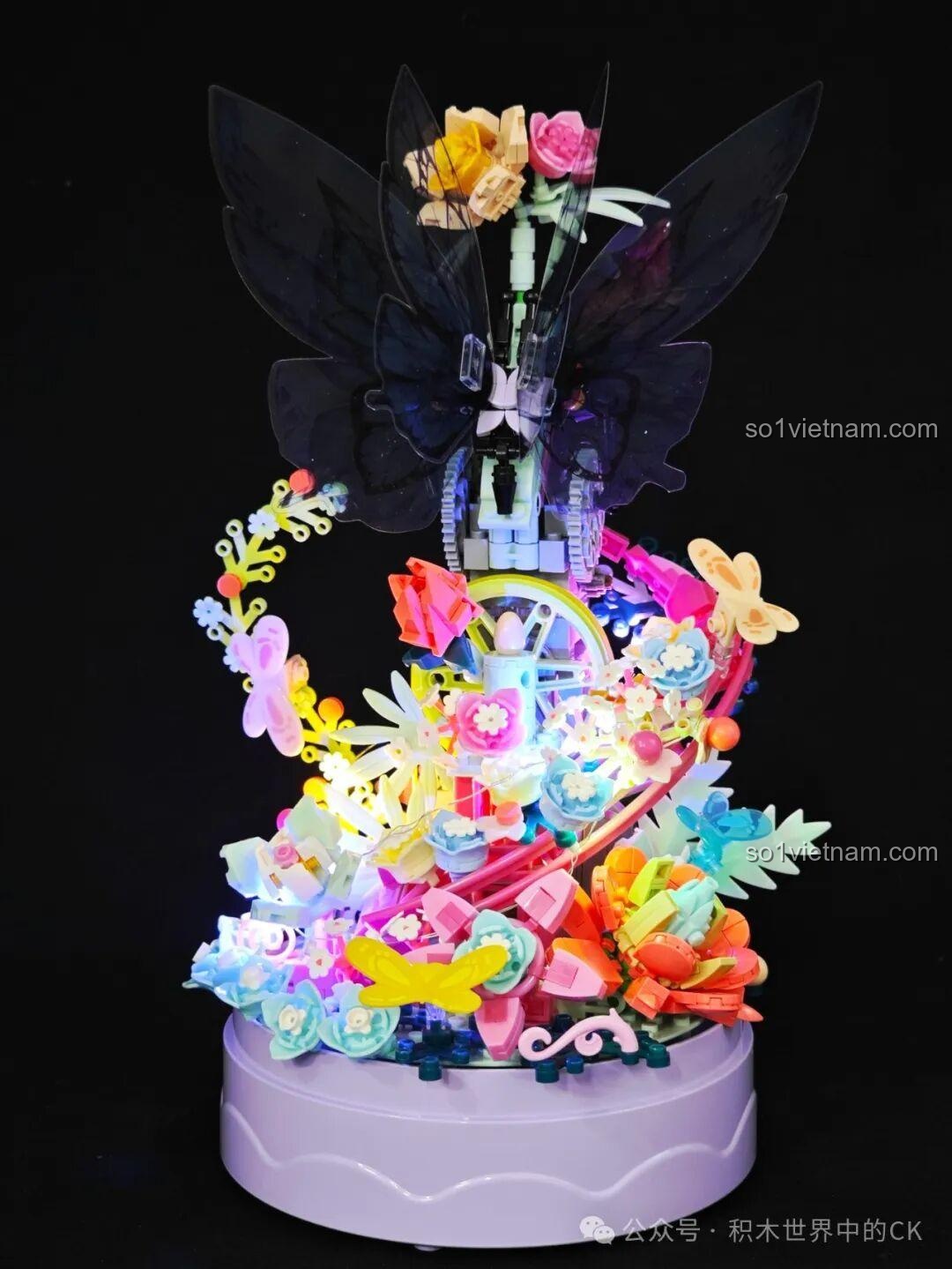 Hộp Nhạc Bướm Chiêu Tài ZHEGAO 663502 bộ lắp ghép có đèn LED lung linh, hộp nhạc du dương, bướm bay lượn, 650 mảnh, độ tuổi 14+