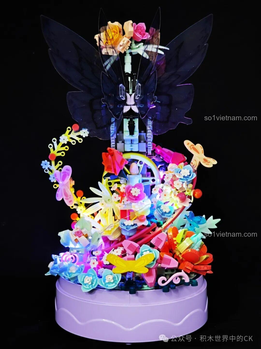 Hộp Nhạc Bướm Chiêu Tài ZHEGAO 663502 bộ lắp ghép có đèn LED lung linh, hộp nhạc du dương, bướm bay lượn, 650 mảnh, độ tuổi 14+