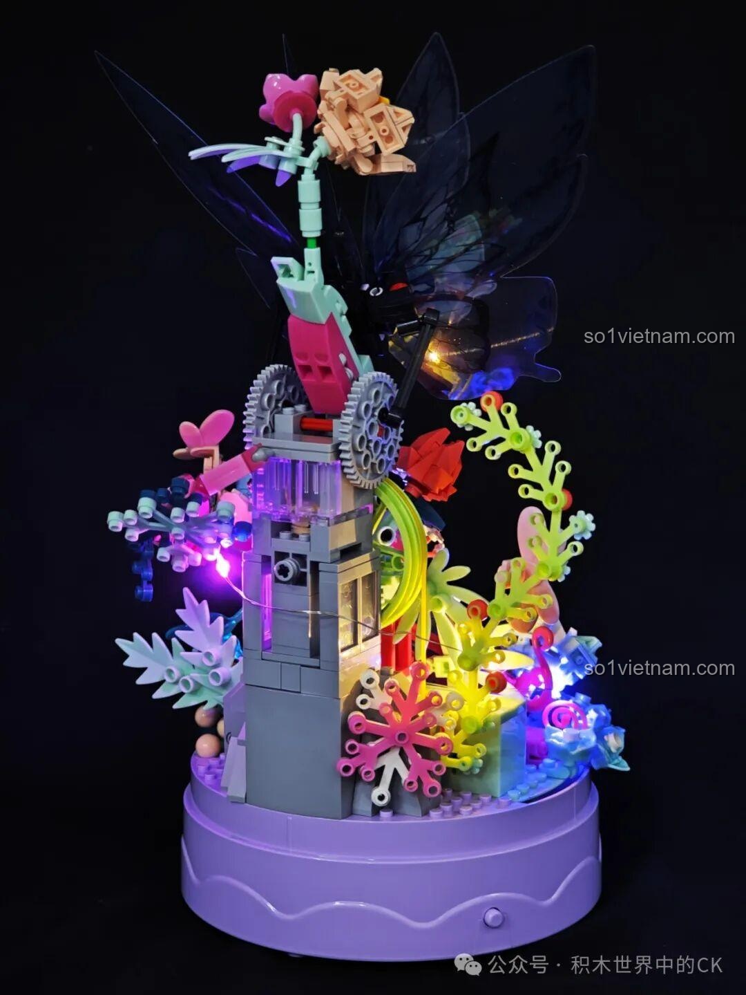 Hộp Nhạc Bướm Chiêu Tài ZHEGAO 663502 bộ lắp ghép có đèn LED lung linh, hộp nhạc du dương, bướm bay lượn, 650 mảnh, độ tuổi 14+