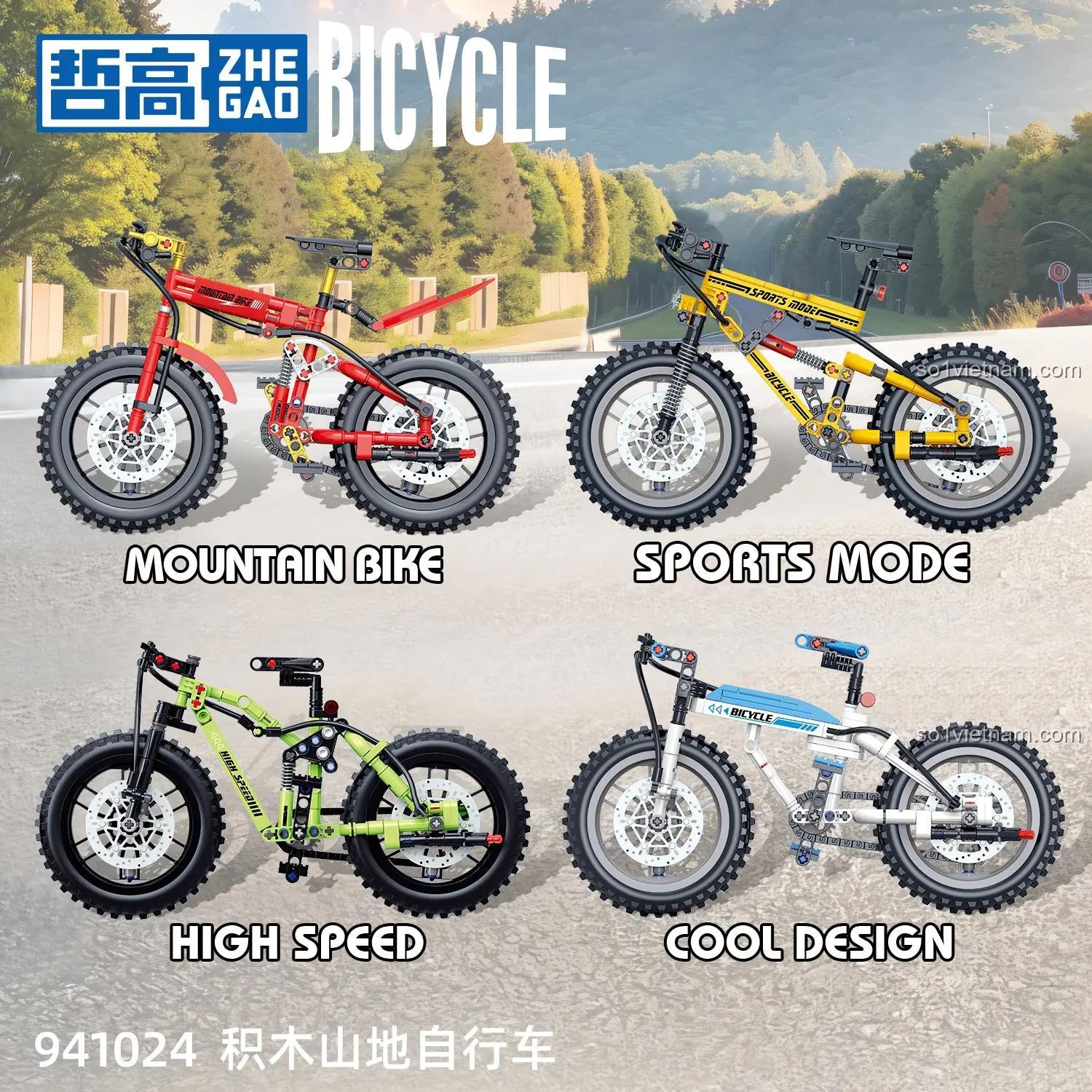 ZHEGAO 941024 Bộ lắp ghép Xe đạp địa hình - Mẫu Mountain Bike màu đỏ