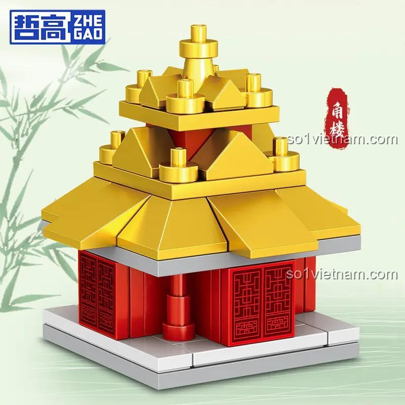Mô hình Gác Lầu từ ZHEGAO 951002 Bộ Lắp Ghép Kiến Trúc Cổ Bắc Kinh 4 Mẫu