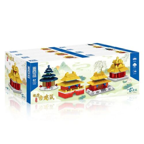 Hộp sản phẩm ZHEGAO 951002 Bộ Lắp Ghép Kiến Trúc Cổ Bắc Kinh 4 Mẫu
