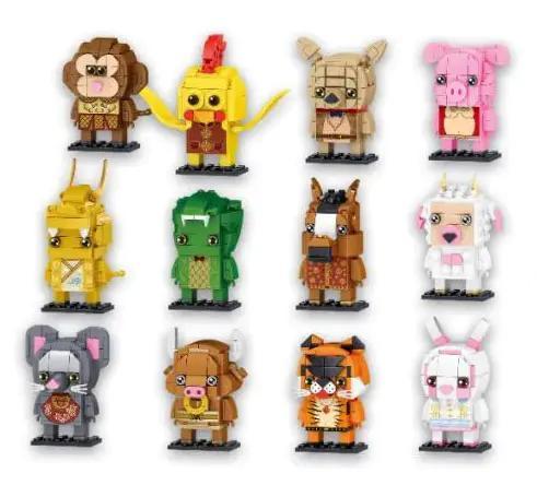 Bộ đồ chơi lắp ghép 12 con giáp ZHEGAO 991005 BrickHeadz