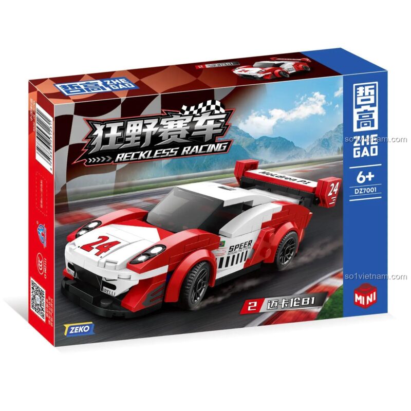 ZHEGAO DZ7001 Reckless Racing - Bộ lắp ghép xe đua tốc độ cao, 673 mảnh, 4 mẫu lắp được, cho bé 6 tuổi