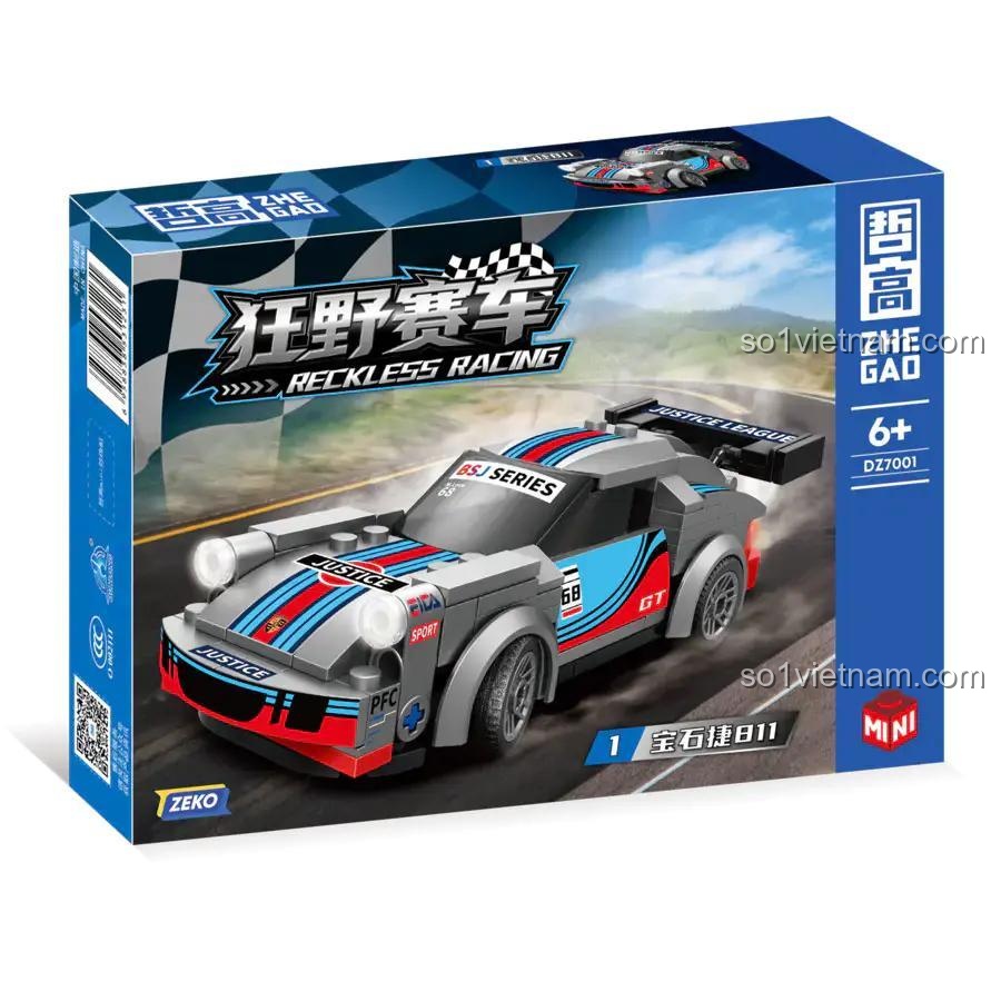 ZHEGAO DZ7001 Reckless Racing - Bộ lắp ghép xe đua tốc độ cao, 673 mảnh, 4 mẫu lắp được, màu đen vàng, cho bé 6 tuổi