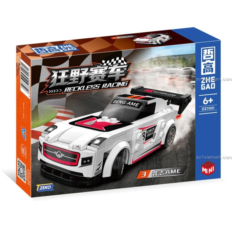 ZHEGAO DZ7001 Reckless Racing - Bộ lắp ghép xe đua tốc độ cao, 673 mảnh, 4 mẫu lắp được, cho bé 6 tuổi