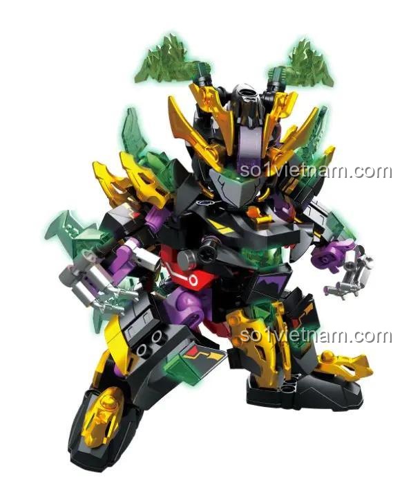 Chi tiết dạ quang của bộ lắp ghép Chiến Thần Lữ Bố phiên bản Mecha GZ2004, đồ chơi sáng tạo cho con trai.