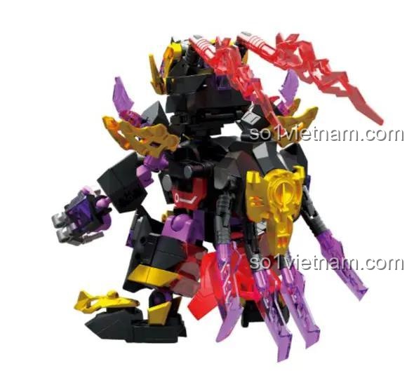 Mô hình Lữ Bố Tam Quốc ZHEGAO 2004 nhìn từ phía sau, bộ đồ chơi lắp ráp chất lượng cao.