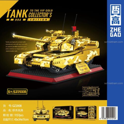 Hộp sản phẩm bộ lắp ghép xe tăng chiến đấu chủ lực 99A phiên bản VIP Vàng Hoàng Kim ZHEGAO GZ2008