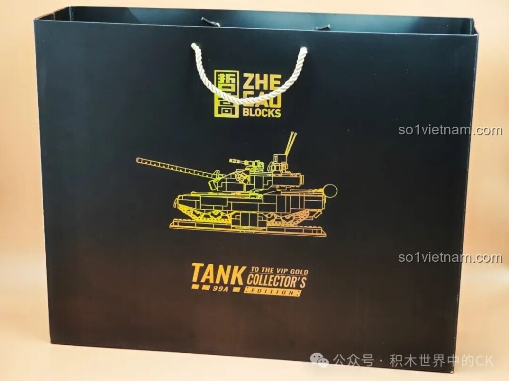 Hộp đựng xe tăng 99A Vàng Hoàng Kim ZHEGAO GZ2008 màu đen sang trọng, có in hình xe tăng vàng.