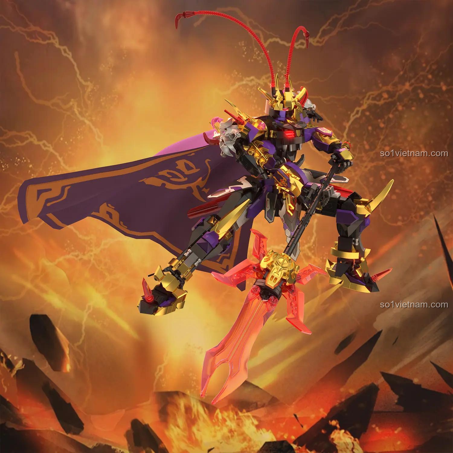 Lữ Bố Cơ Giáp ZHEGAO GZ2030 trong tư thế chiến đấu, đồ chơi mô hình 790 mảnh