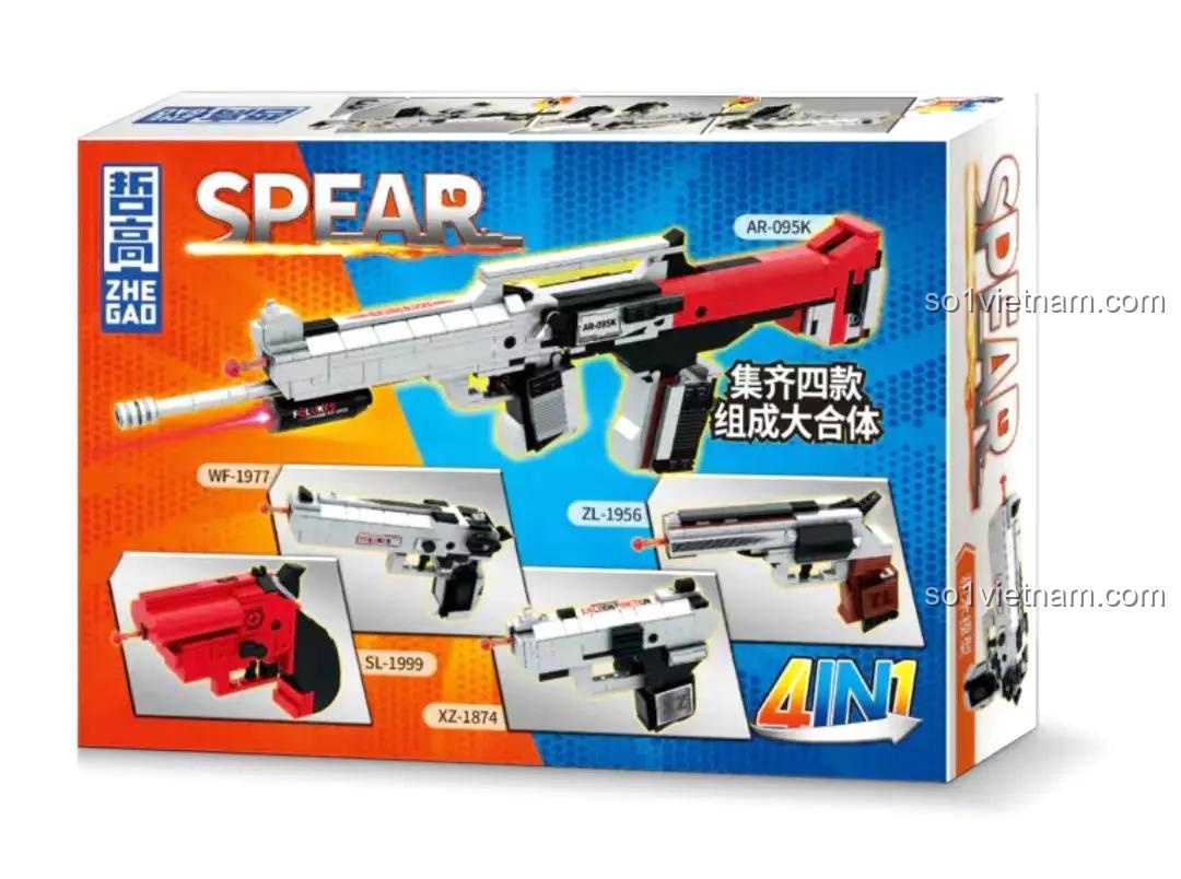 Hộp sản phẩm bộ đồ chơi súng lắp ghép ZHEGAO SPEAR GZ6208