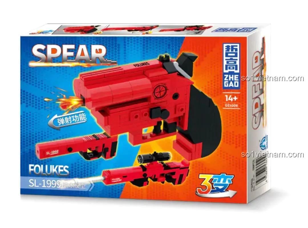 Hộp sản phẩm bộ đồ chơi súng lắp ghép ZHEGAO SPEAR GZ6208