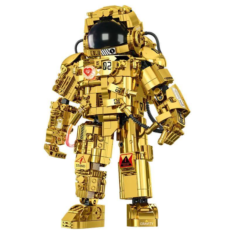 Bộ lắp ghép Phi hành gia bán cơ khí ZHEGAO GZ6256 phiên bản vàng sưu tầm, có đèn LED, khớp nối linh hoạt, phù hợp con trai 14 tuổi, giá tốt.