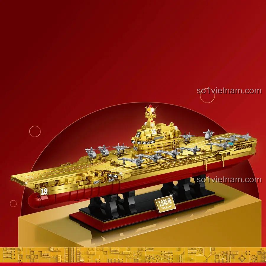 Bộ lắp ghép GZ8888A Tàu sân bay số 18, chi tiết sống động, đồ chơi mô hình ZHEGAO, phát triển tư duy cho bé trai 6 tuổi