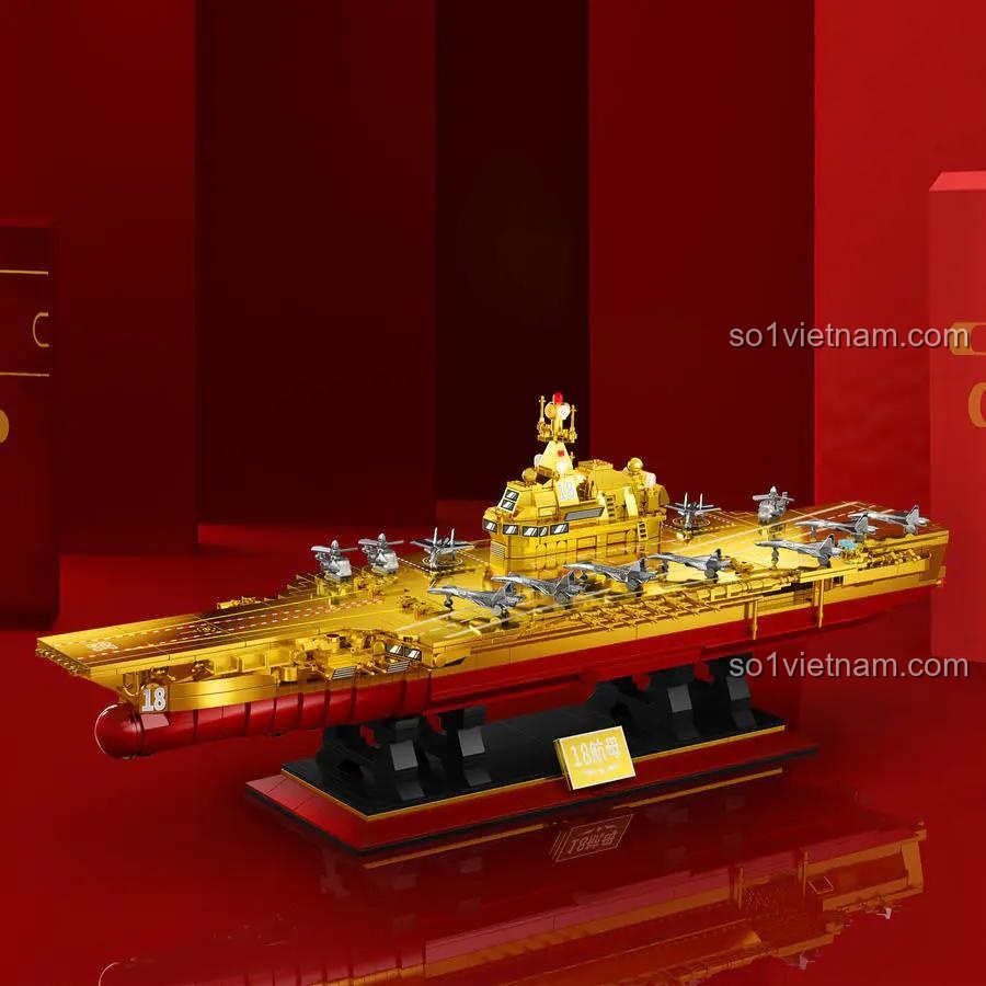 Đồ chơi mô hình Tàu sân bay Phúc Kiến phiên bản vàng ZHEGAO GZ 8888A, mô hình lớn 65cm, chất lượng cao cho bé trai 6 tuổi