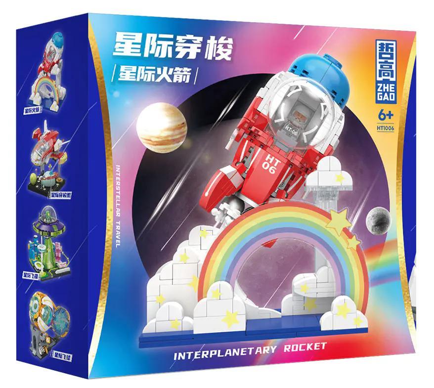 Hộp đồ chơi mô hình ZHEGAO HT1006 Tên lửa liên hành tinh, thiết kế Q-version siêu cute cho bé trai 6 tuổi.