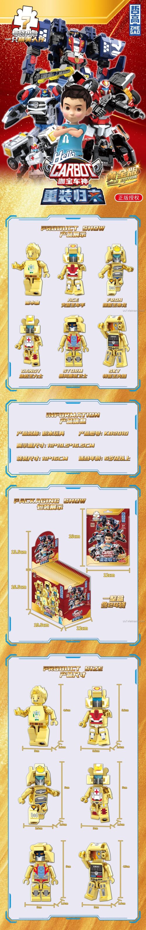Robot biến hình Carbot ZHEGAO, Xe biến hình Carbot KB 2010, đồ chơi xây dựng Xe Carbot, Mô hình Robot Carbot KB2010, cho bé trai 6 tuổi, giá rẻ