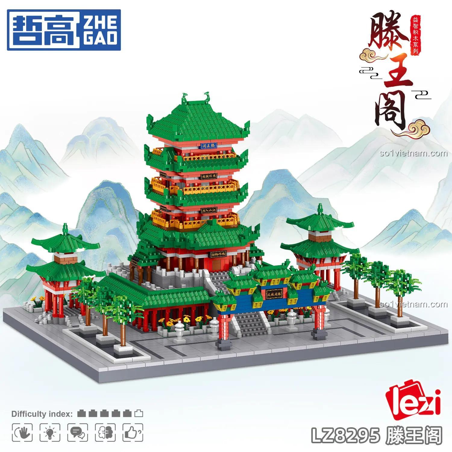 Mô hình bộ lắp ghép ZHEGAO LZ8295 Tengwang Pavilion