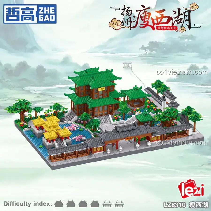 ZHEGAO LZ8310 Xếp hình Tây Hồ Dương Châu 4417 Mảnh Ghép Kiến trúc Tinh Xảo cho bé 6 tuổi