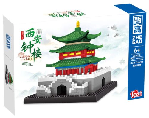 Hộp bộ lắp ghép Tháp Chuông Tây An ZHEGAO LZ8312 992 chi tiết cho bé 6 tuổi, giá tốt