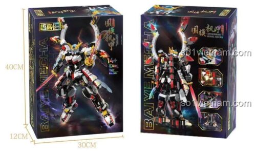 Hộp sản phẩm đồ chơi mô hình QJ5311 Cơ Giáp Bạch Dạ ZHEGAO, thể hiện kích thước hộp 40x30x12cm, phù hợp làm quà tặng cho con trai 14 tuổi.