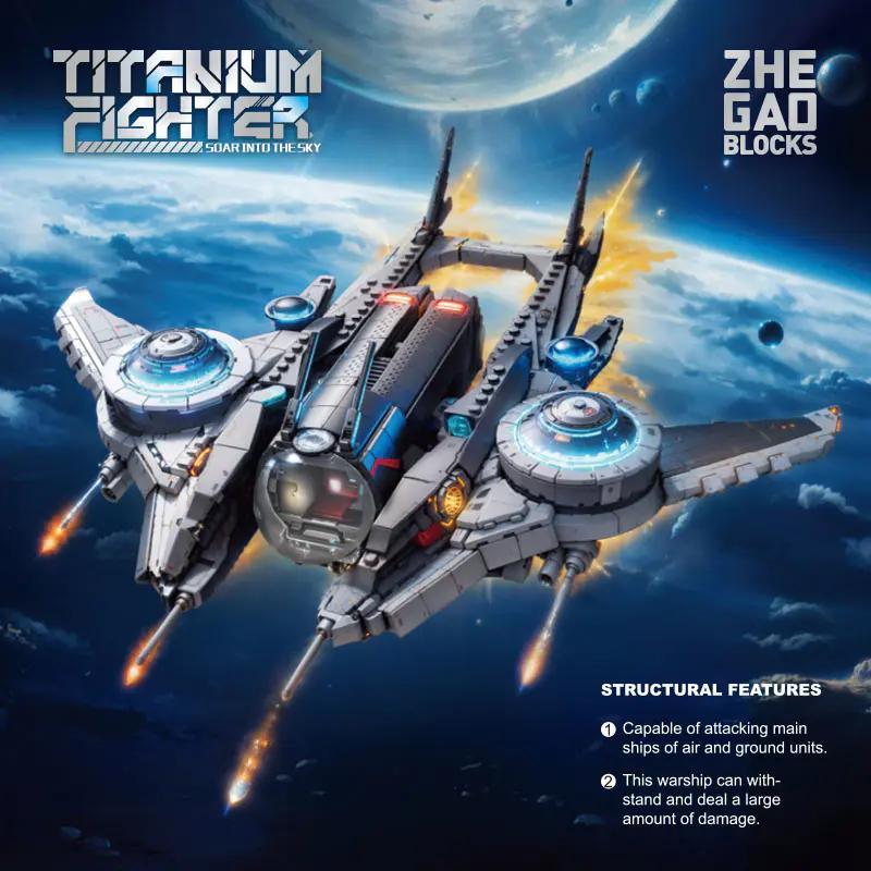 ZHEGAO QJ5474 Tàu Chiến Titanium bộ đồ chơi khoa học viễn tưởng 1001 mảnh ghép