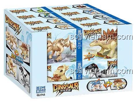 Hộp trưng bày bộ xếp hình khủng long Zhegao QL1745. Món quà tuyệt vời cho bé trai 6 tuổi yêu thích thế giới tiền sử.