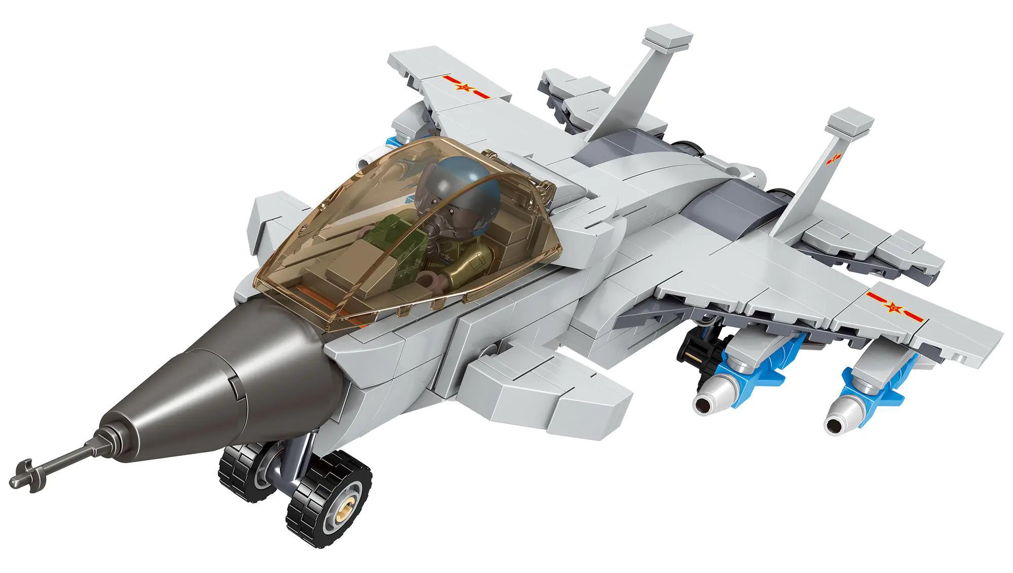 Máy bay chiến đấu trên hạm J-15 ZHEGAO QL2603 lắp ráp với 2 phi công, 392 chi tiết, đồ chơi giáo dục cho bé trai 6 tuổi