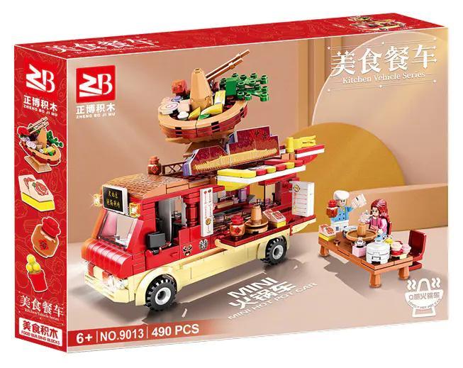 Hộp sản phẩm bộ lắp ghép Xe tải bán lẩu Zhengbó 9013 cho bé gái 6 tuổi, giá rẻ.