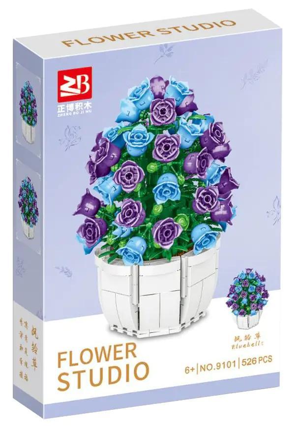 Hộp sản phẩm bộ lắp ghép Chậu hoa lan chuông Zhengbo 9101, món quà ý nghĩa cho bé gái 6 tuổi, giá rẻ.