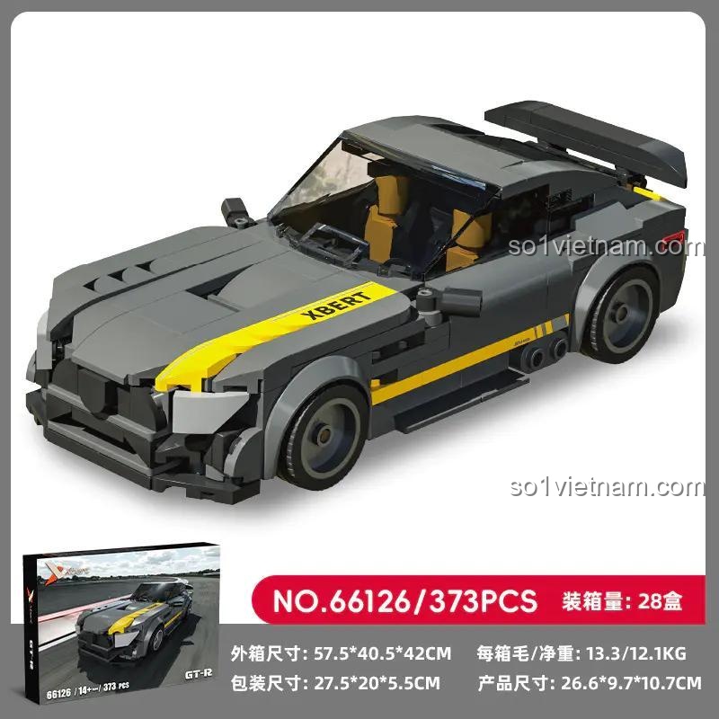Hộp và kích thước sản phẩm đồ chơi mô hình xe đua AMG GT R 66126 của Zhuanyue Xbert, chất lượng cao, giá tốt.