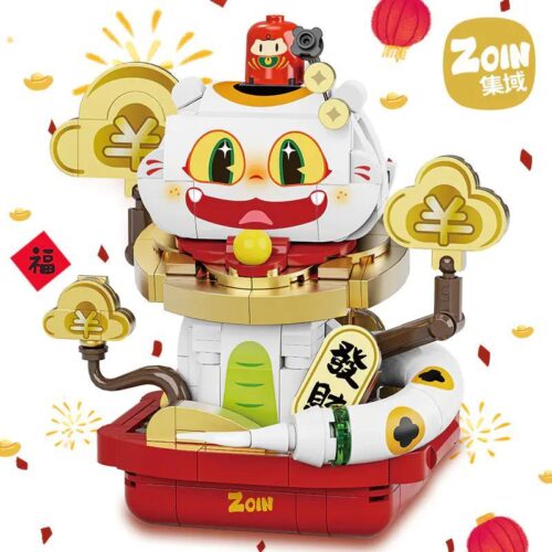Bộ lắp ghép Zoin GK304 Thần Miêu Chiêu Tài, Mèo Thần Tài, Mèo May Mắn, Mèo Chiêu Tài, đồ chơi mô hình, đồ chơi xây dựng, mini block, quà tặng Tết, đồ chơi giáo dục cho bé 6 tuổi