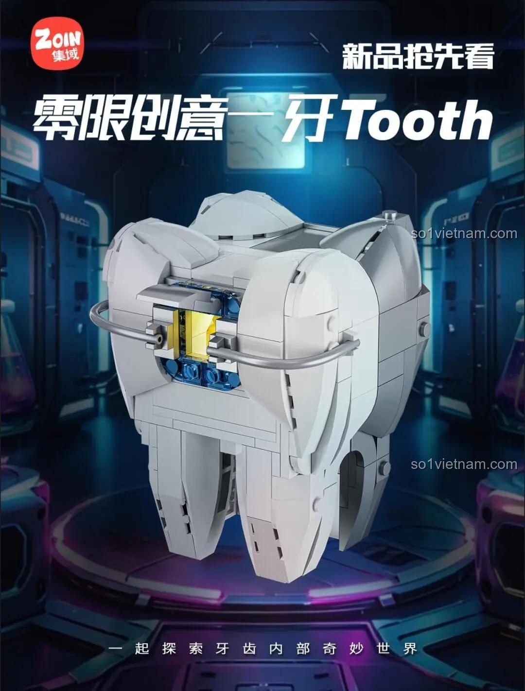 Hộp sản phẩm mô hình răng Cyberpunk GK103 Zoin, đồ chơi lắp ghép cho bé 6 tuổi