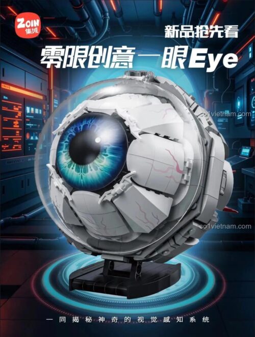 Hộp đựng mô hình mắt nhãn cầu sáng tạo Zoin GK104, bộ lắp ghép Cyberpunk, đồ chơi mô hình mắt người độc đáo, chi tiết tinh xảo, màu trắng xanh xám, độ tuổi 14+