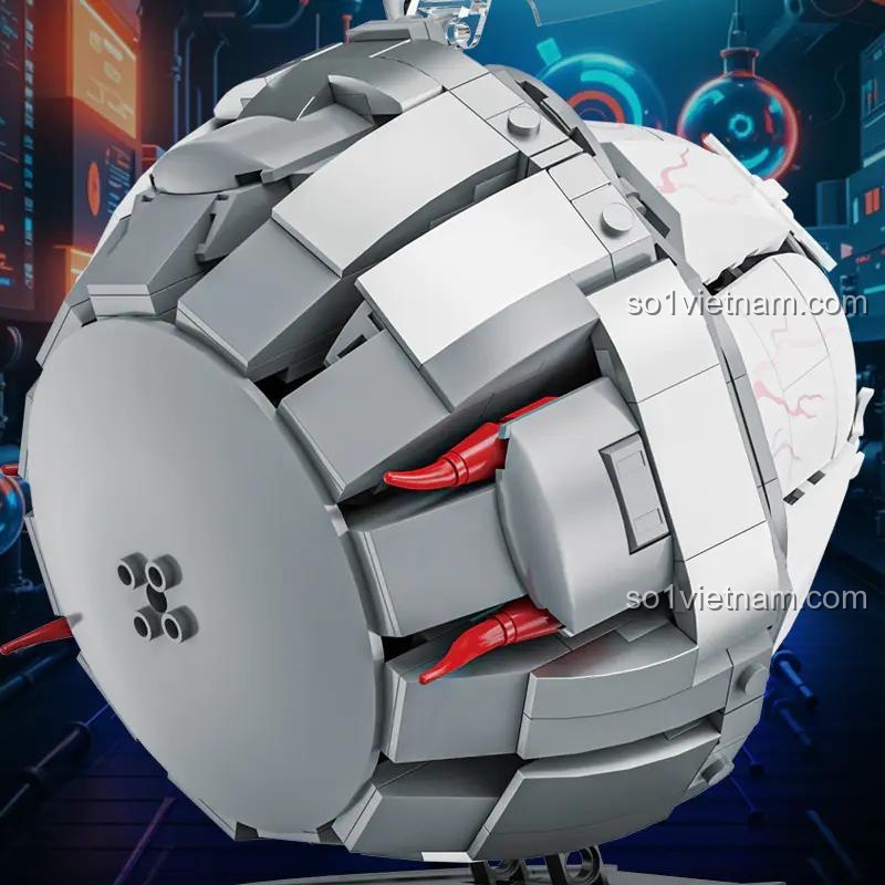Mô hình mắt nhãn cầu sáng tạo Zoin GK104 nhìn từ phía trước, bộ lắp ghép Cyberpunk, đồ chơi mô hình mắt người độc đáo, chi tiết tinh xảo, màu trắng xanh xám, độ tuổi 14+
