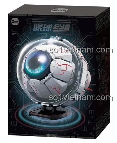 Chi tiết mô hình mắt nhãn cầu sáng tạo Zoin GK104, bộ lắp ghép Cyberpunk, đồ chơi mô hình mắt người độc đáo, chi tiết tinh xảo, màu trắng xanh xám, độ tuổi 14+