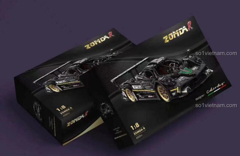 Hai hộp sản phẩm bộ lắp ghép Pagani Zonda R tỉ lệ 1:8 ZOMDAR X220907