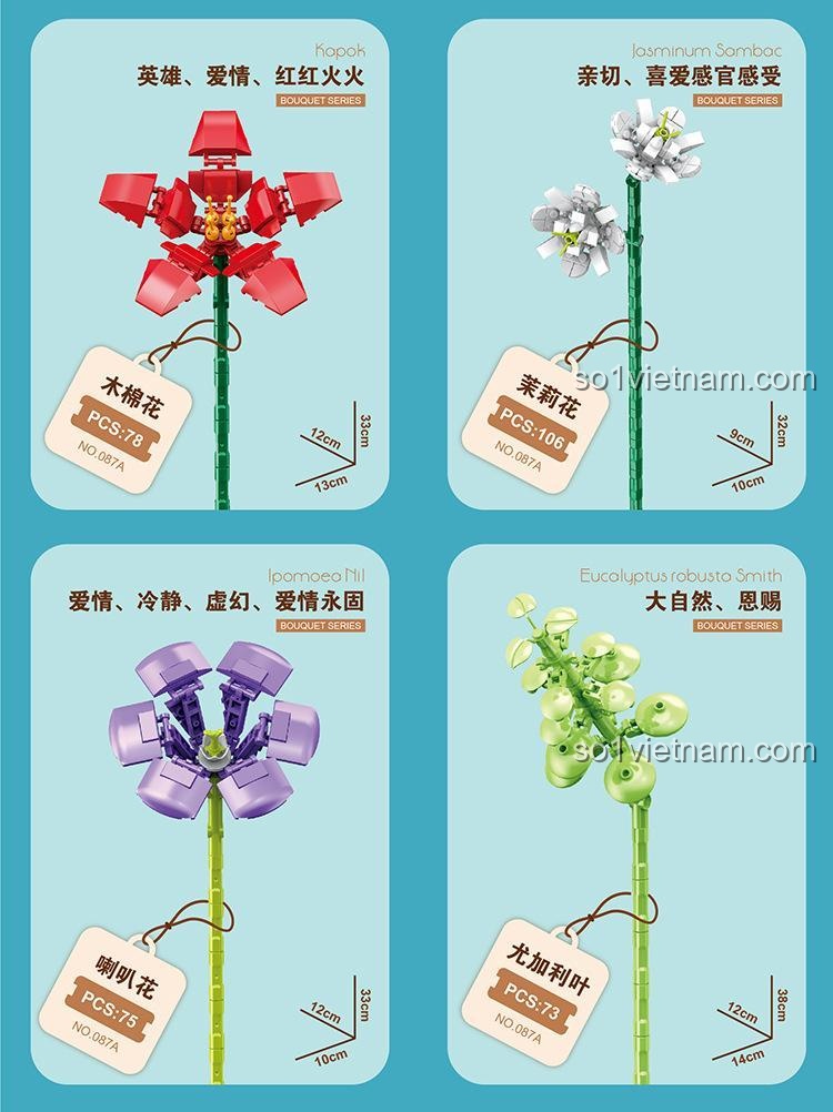 đồ chơi mô hình Zuanma 087A Hoa Trang Trí Kapok và Ipomoea Hil cho bé gái 6 tuổi