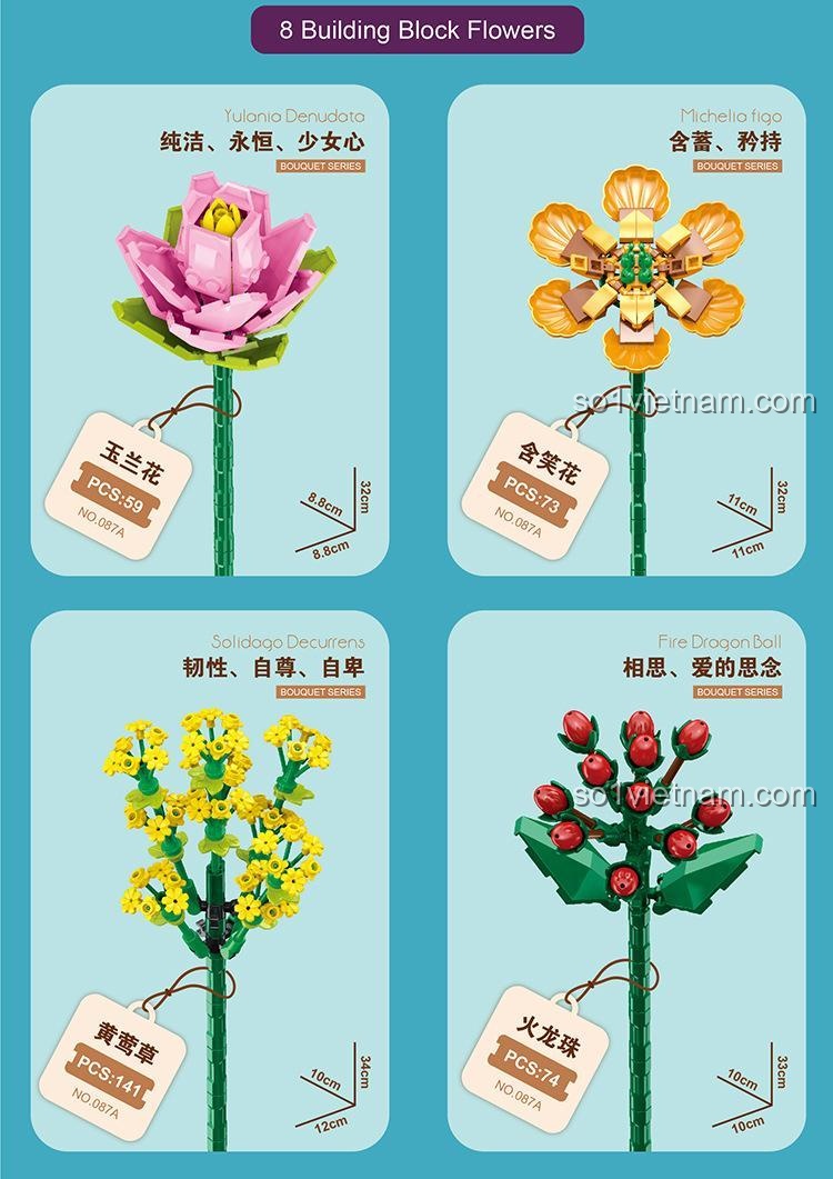 Mô hình hoa Zuanma 087A chi tiết hoa Yulanio Denudato và Michellia fiaq cho con gái 6 tuổi