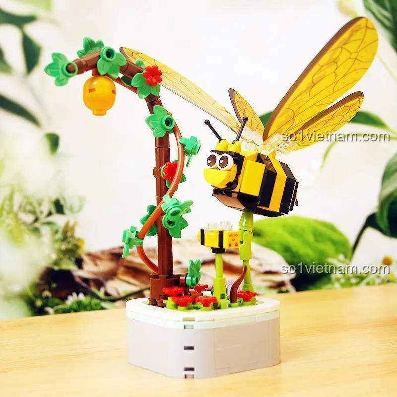 Bộ lắp ráp Ong Mật Trong Chậu Cây Zuanma 103-F2, Chi tiết mô hình Ong Mật và Chậu Cây Xanh, Đồ chơi sáng tạo cho bé
