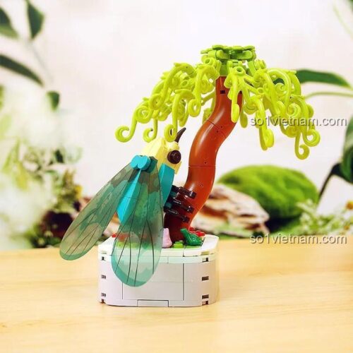 Chậu cây ve sầu Zuanma 103-F4, bộ lắp ráp mô hình côn trùng tinh xảo, 186 mảnh ghép, trang trí bàn làm việc, quà tặng cho bé trai và bé gái