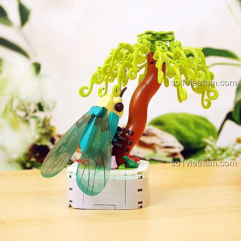 Chậu cây ve sầu Zuanma 103-F4, bộ lắp ráp mô hình côn trùng tinh xảo, 186 mảnh ghép, trang trí bàn làm việc, quà tặng cho bé trai và bé gái