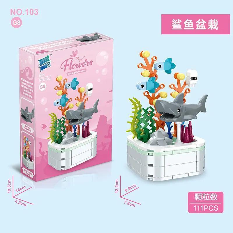 Bộ lắp ghép Zuanma 103G8 Mô hình bể cá mini cá mập, đồ chơi mô hình cho bé gái 6 tuổi, giá tốt